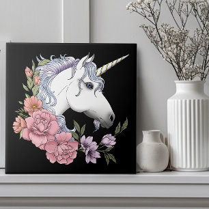 Carreau Unicorn blanc et Flowers