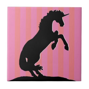 Carreau Unicorne d'élevage noir (rayé rose)