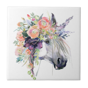 Carreau Unicorne en fleurs