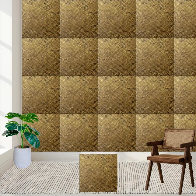 Carreau Unique étincelle dorée moderne et glamour (Unique Glamorous Modern Gold Sparkle Ceramic Tile)