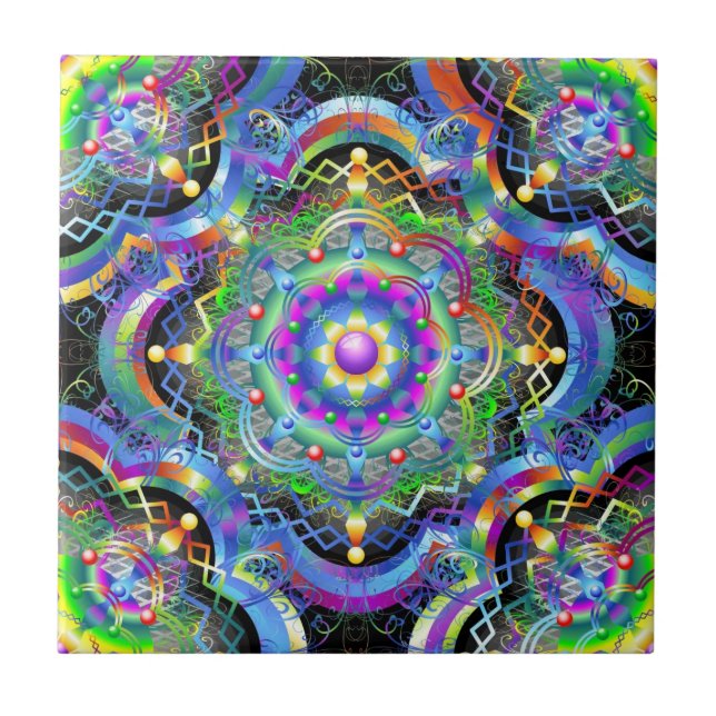 Carreau Univers Mandala Couleurs Psychédéliques (Devant)