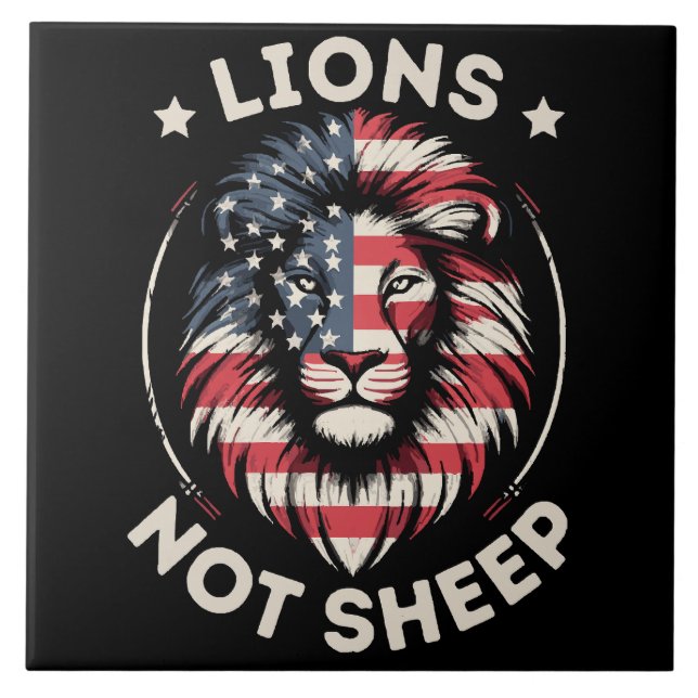 CARREAU USA FLAG, LIONS NON SHEEP (Devant)