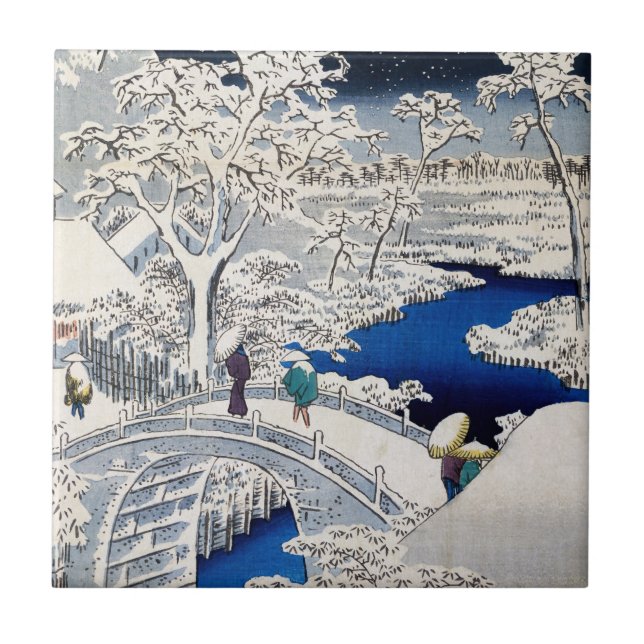 Carreau Utagawa Hiroshige - Pont des tambours à Meguro (Devant)