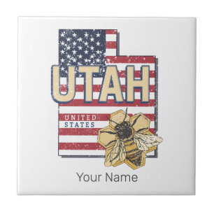 Carreau Utah Bee États-Unis Carte Retro Vintage USA
