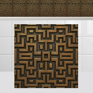 Carreau Uxmal Yucatan Métal Motif Maya Antique Bronze