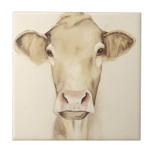 Carreau Vache aux animaux   de grange d'aquarelle