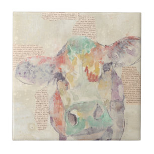Carreau Vache de collage de la ferme d'aquarelle
