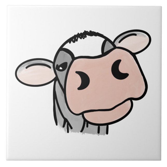 Carreau vache de dessin animé noir blanc rose embrasser gr (Devant)