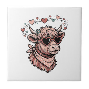 Carreau Vache de la Saint-Valentin mignonne gravure vintag