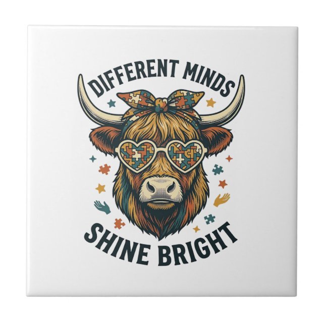 Carreau Vache de sensibilisation à l'autisme Gravure vinta (Devant)