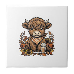 Carreau Vache des Highlands d'automne Art de ferme vintage