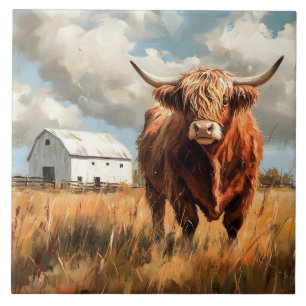 Carreau Vache des Highlands Grange Blanche Rustique