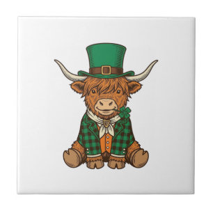 Carreau Vache des Highlands mignonne chemise vintage trèfl