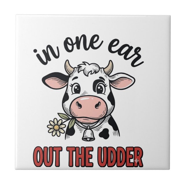 Carreau Vache drôle avec une oreille en moins Design de T- (Devant)