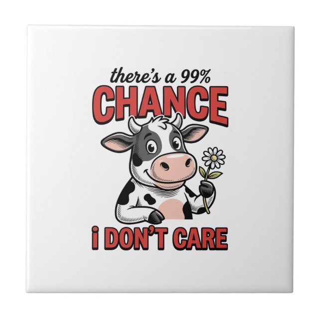 Carreau Vache Drôle Chance Je M'en Fiche Vintage (Devant)