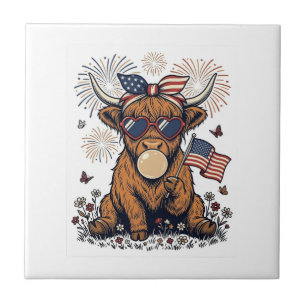 Carreau Vache écossaise patriotique Bubblegum Gravure vint