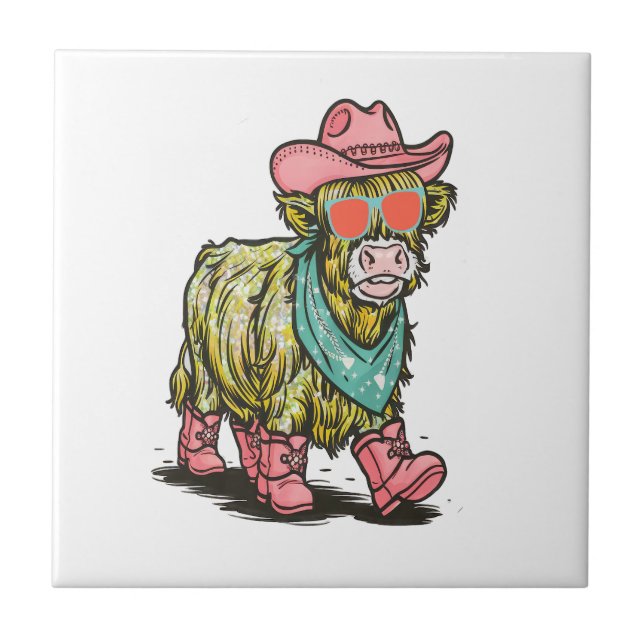 Carreau Vache Highland Mignonne Png, occidental (Devant)