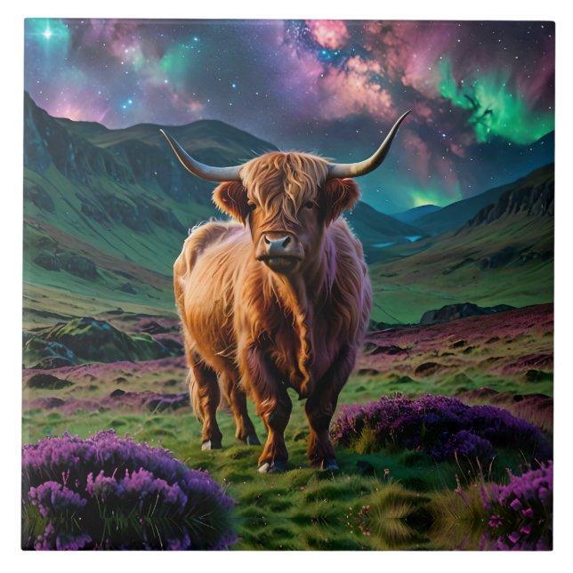 Carreau Vache Highland Under The Stars (Devant)