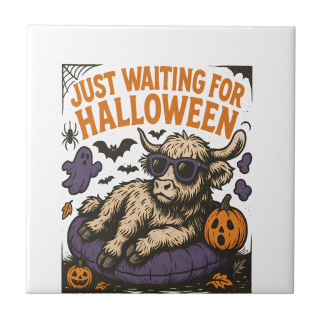 Carreau Vache Highlandoise en Attendant Halloween (Devant)