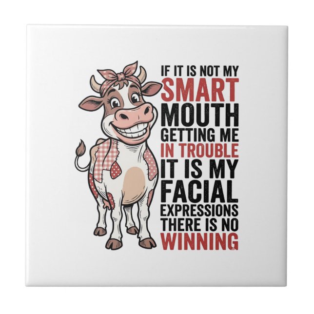 Carreau Vache mignonne insolente graphique vintage Smart M (Devant)
