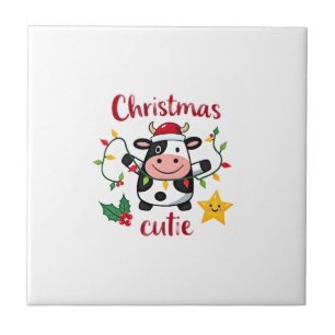 Carreau Vache Noël Mignonne Vaches Noël T-Shirt (6)