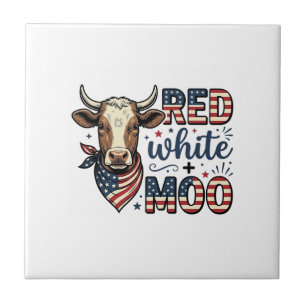 Carreau Vache Patriotique Rouge Blanc Moo Chemise 4 Juille