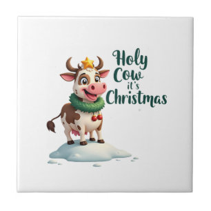 Carreau Vache Sainte C'est Noël T-Shirt Vache de Noël (3)