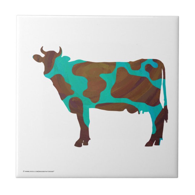 Carreau Vache Silhouette Brown et Turquoise (Devant)
