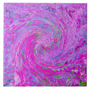 Carreau Vague de feuillage tourbillonnant abstrait rose vi