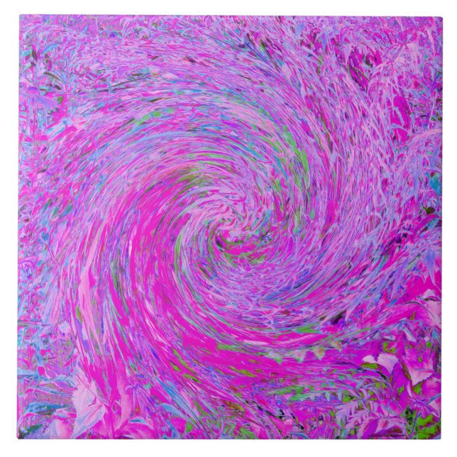 Carreau Vague de feuillage tourbillonnant abstrait rose vi (Devant)