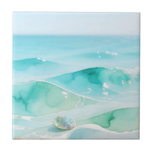 Carreau Vague de mer turquoise Coquillage