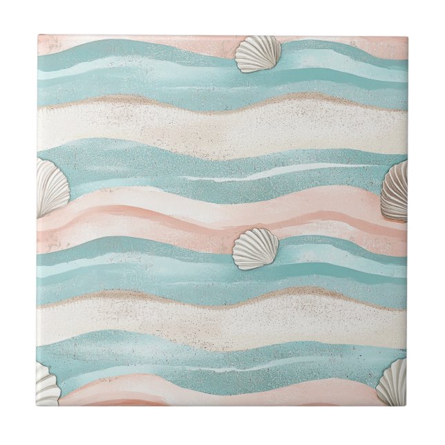 Carreau Vagues Côtières Boho Coquillages - Ambiance Calme  (Devant)