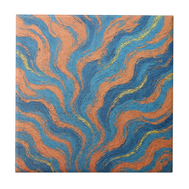 Carreau vagues de corail et d'indigo (Devant)