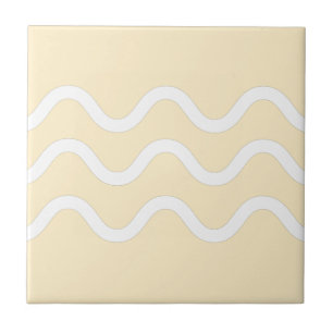 Carreau Vagues de lac abstraites beige et blanc