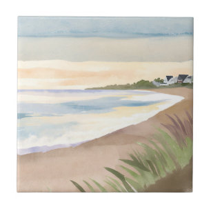 Carreau Vagues de plage   Aquarelle de l'océan côtier