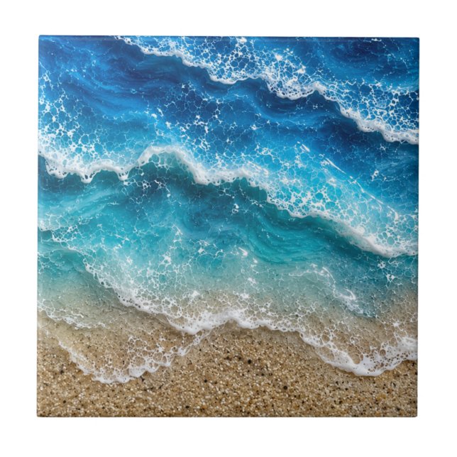 Carreau Vagues de résine fausse bleue Plage côtière (Devant)