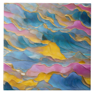 Carreau Vagues de sable rose et bleu « Algeciras »