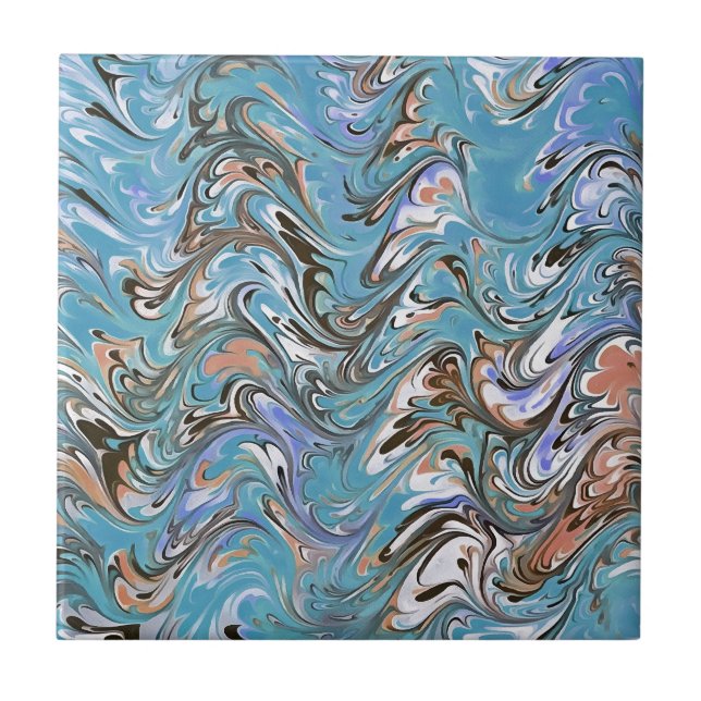 Carreau Vagues en bleu acrylique pour l'art Abstrait (Devant)