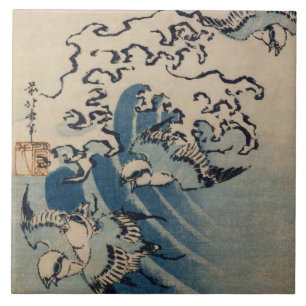 Carreau Vagues et oiseaux, c.1825 (copie de bois de