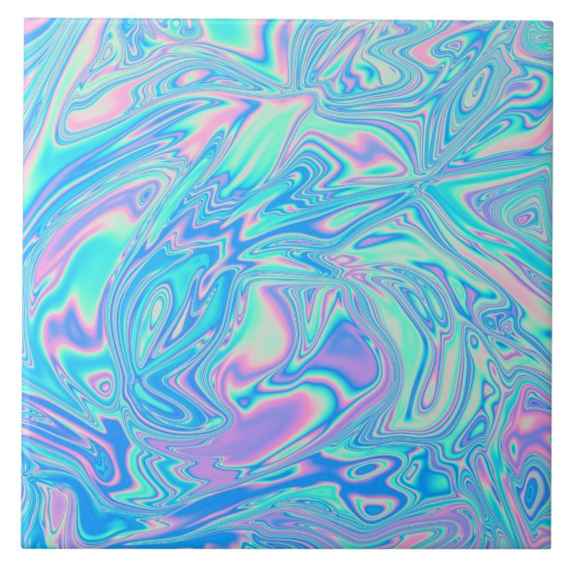 Carreau Vagues liquides holographiques iridescentes (Devant)