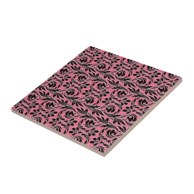 Carreau Vagues métalliques, Carrelage rose-noir en céramiq (Côté)