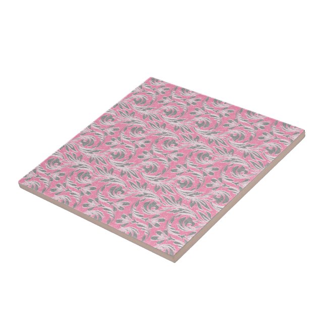 Carreau Vagues métalliques, Lt Rose-Blanc (Côté)