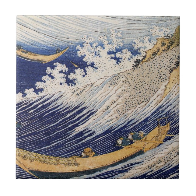 Carreau Vagues océaniques Hokusai Bateaux en mer (Devant)