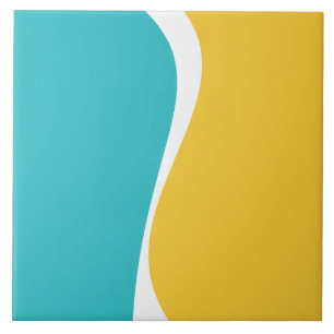 Carreau Vagues simples 2 en Turquoise, Jaune et Blanc