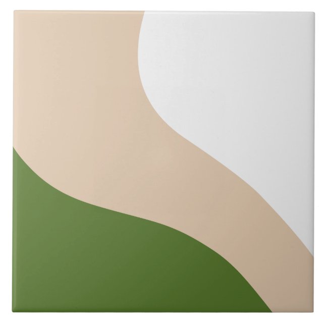 Carreau Vagues simples - Blanc, Sable et Palm Vert (Devant)