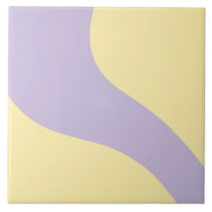 Carreau Vagues simples en jaune pastel et violet