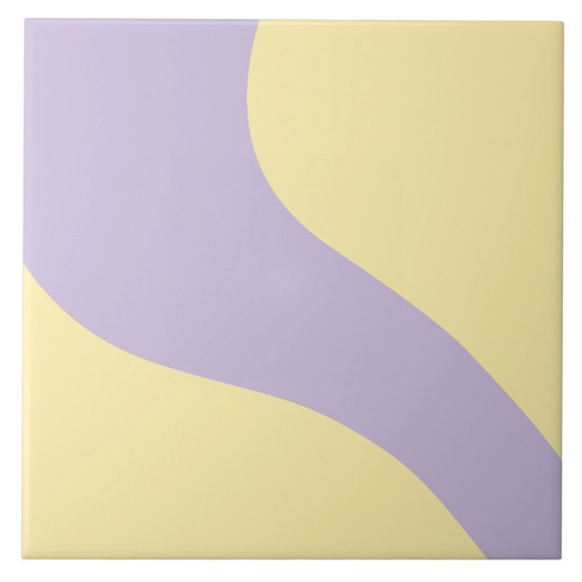 Carreau Vagues simples en jaune pastel et violet (Devant)