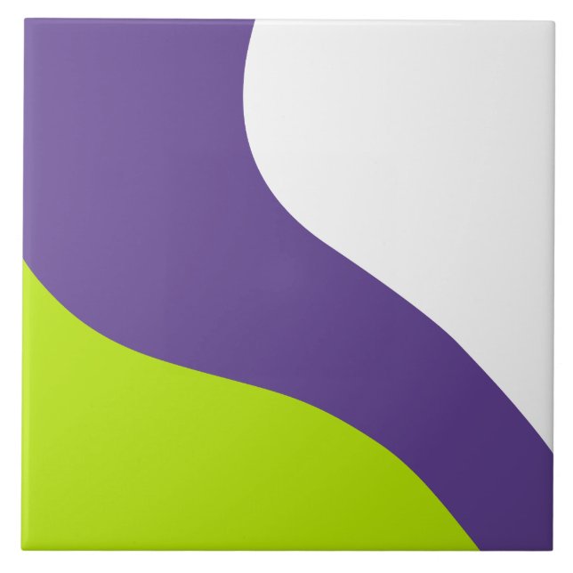 Carreau Vagues simples en vert citron vert et violet (Devant)