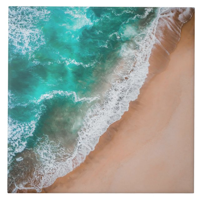 Carreau Vagues sur la plage de sable (Devant)