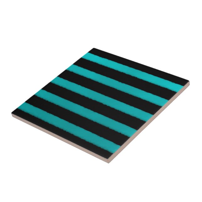 Carreau Vagues turquoise rayures de plage côtière sur fond (Côté)